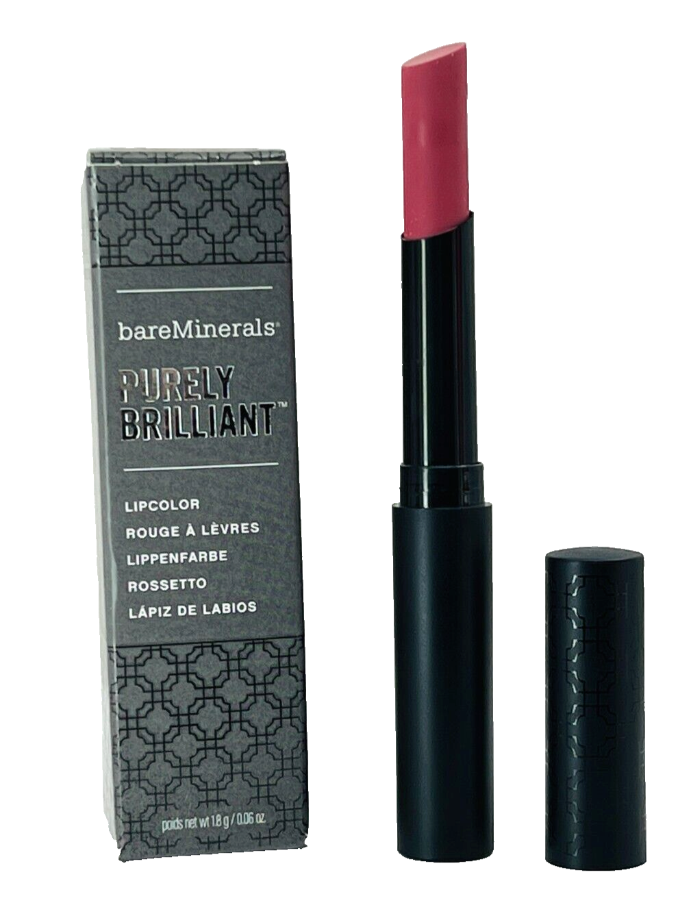 BAREMINERALS Purely Brilliant Lipcolor - 0.06oz #Vivid Rose ~ NEW IN BOX