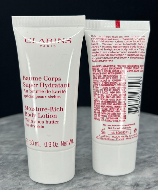 Clarins Moisture Rich Body Lotion with Shea Butter - 0.9oz (LOT OF 2) - BOXLESS