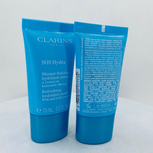 Clarins SOS Hydra Refreshing Hydration Mask - 15 ml / 0.5 oz (LOT OF 2) -Boxless