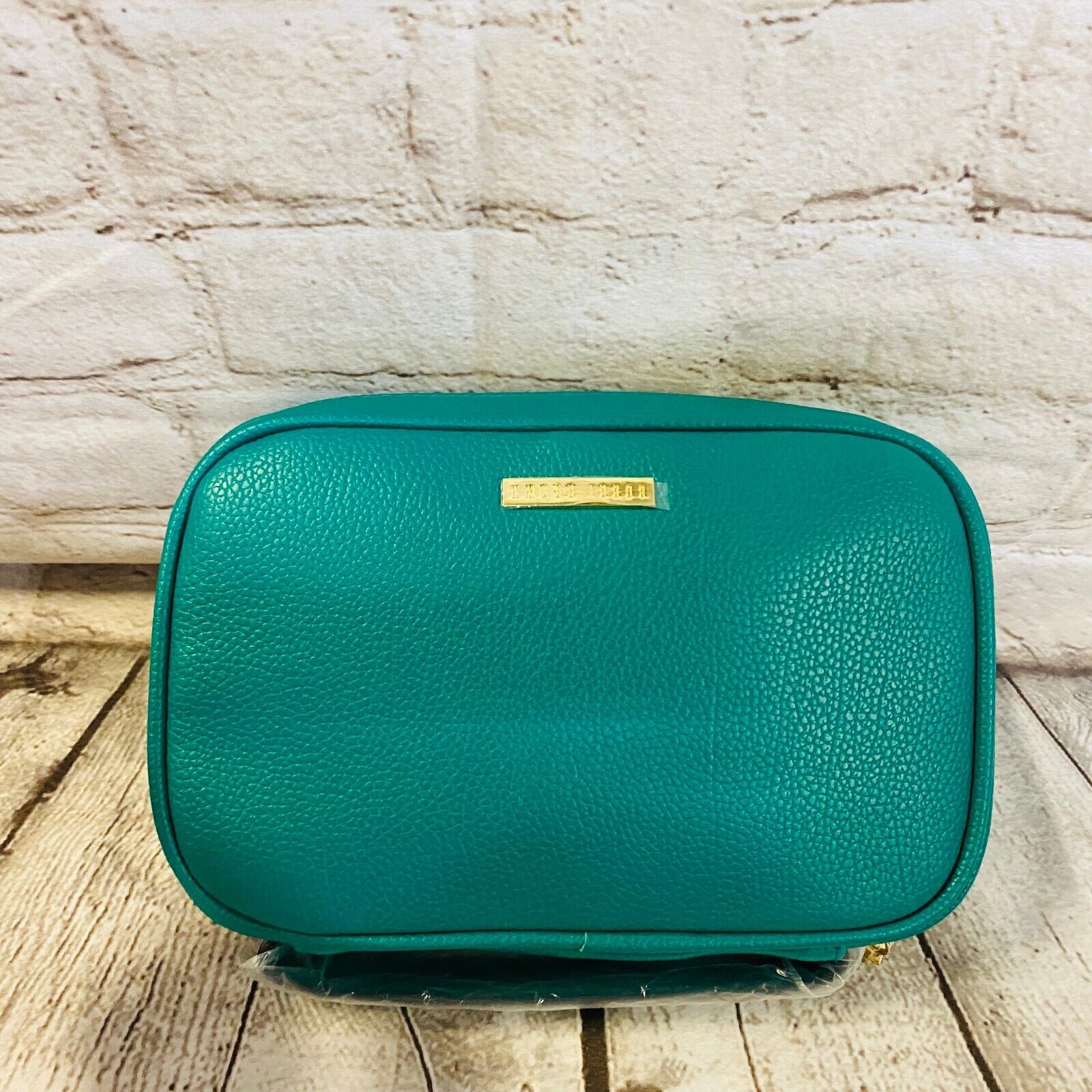 Bobbi Brown Travel Makeup Bag For Cosmetics Vegan Leather Green Teal - NEW