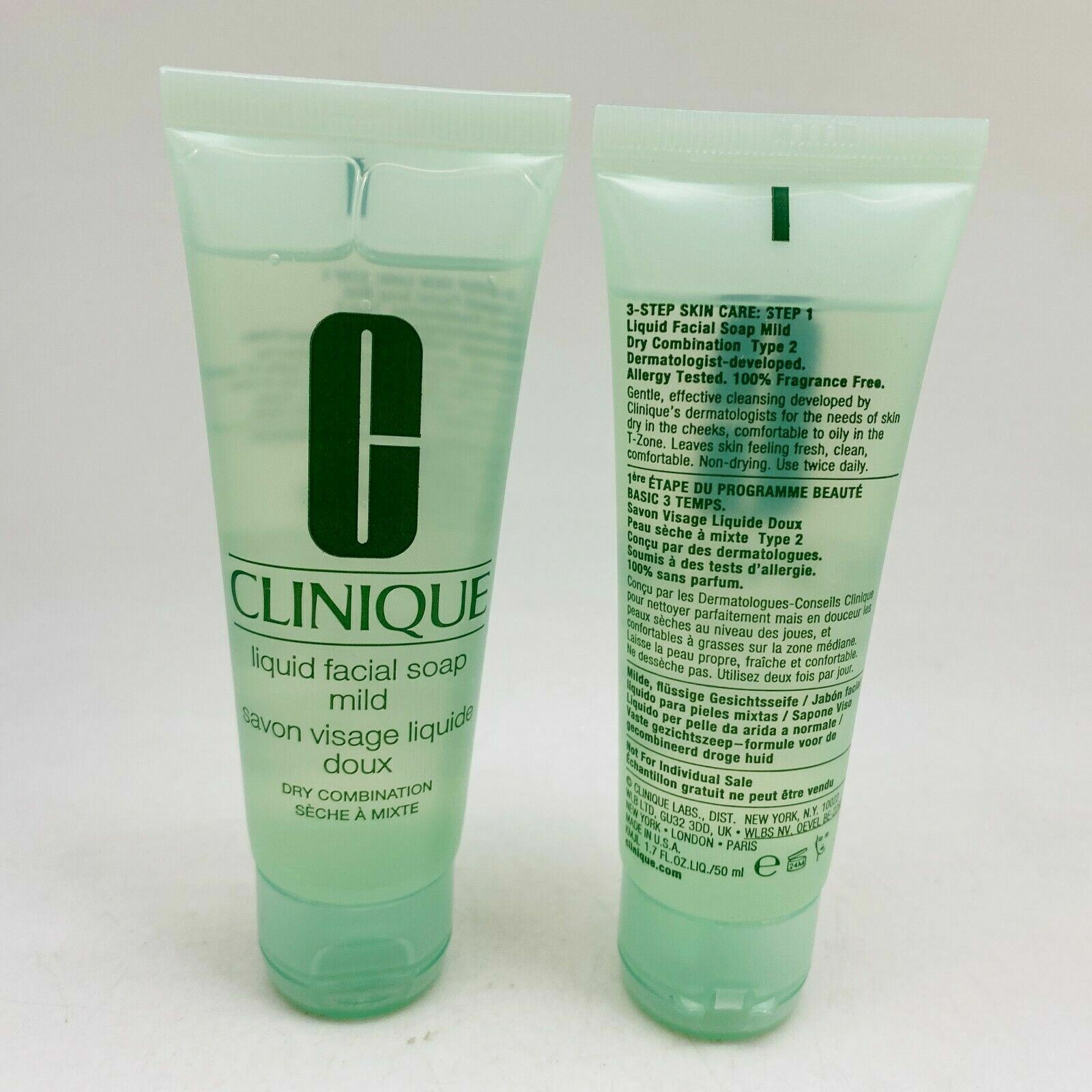 Clinique Liquid Facial Soap Mild, Dry Combination Skin (1.7oz X2 = 3.4oz) NoBox