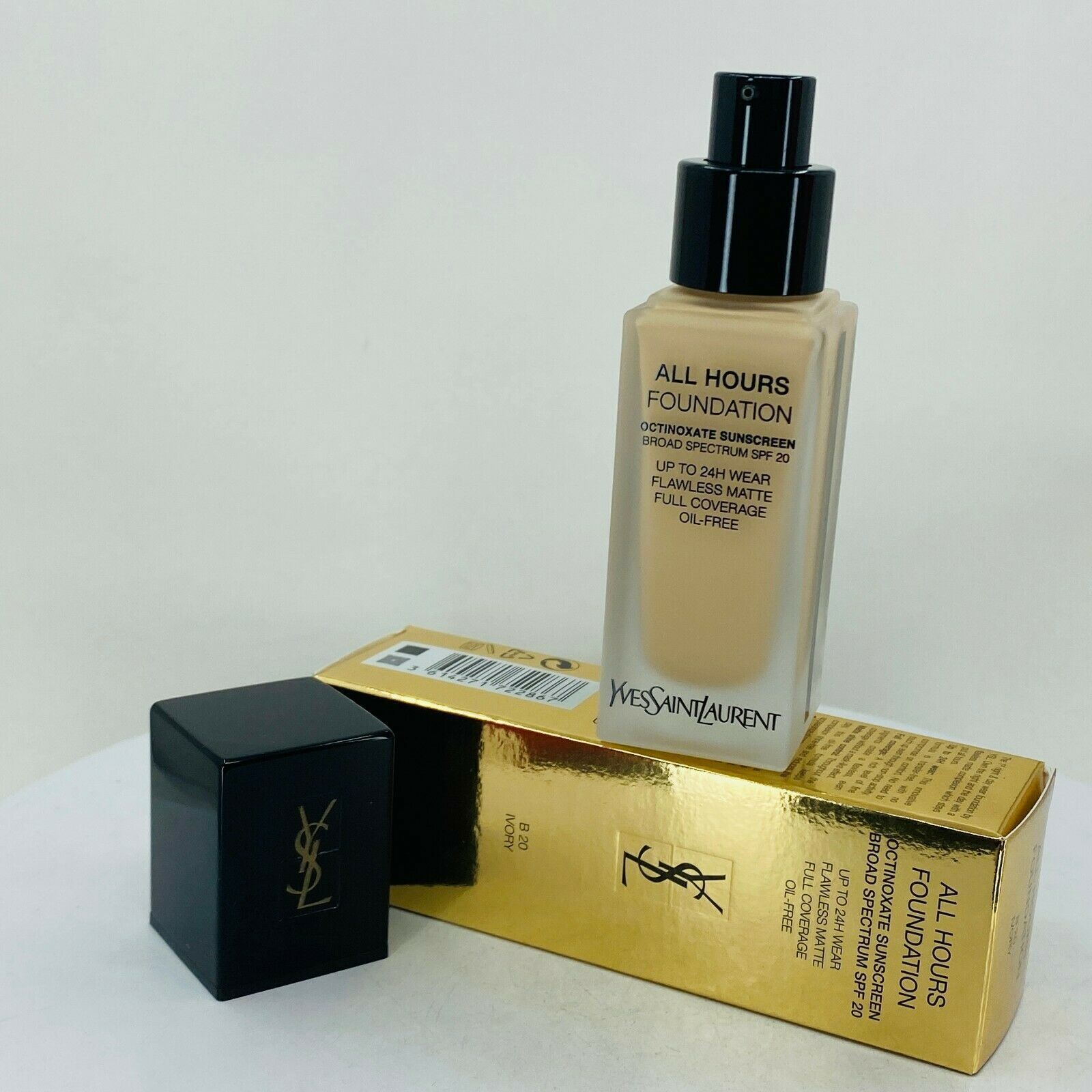 YSL All Hours FLAWLESS Matte Oil free Foundation - 0.84oz #B 20 IVORY - NIB