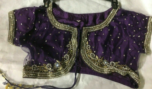 Bolero Jacket Purple Semi-Sheer Embellished  Embroidered SMALL