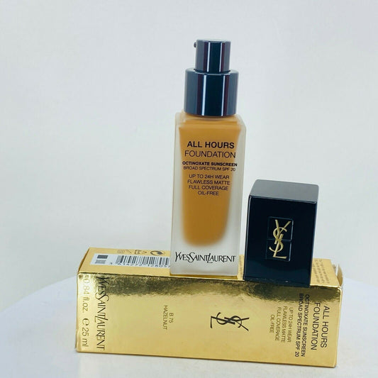 YSL All Hours FLAWLESS Matte Oil free Foundation - 0.84oz #B 75 HAZELNUT - NIB