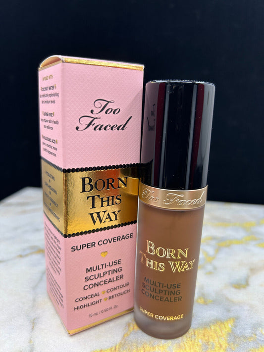 Too faced Born like this super coverage concealer - 0.5oz/15mL#SABLE - NIB