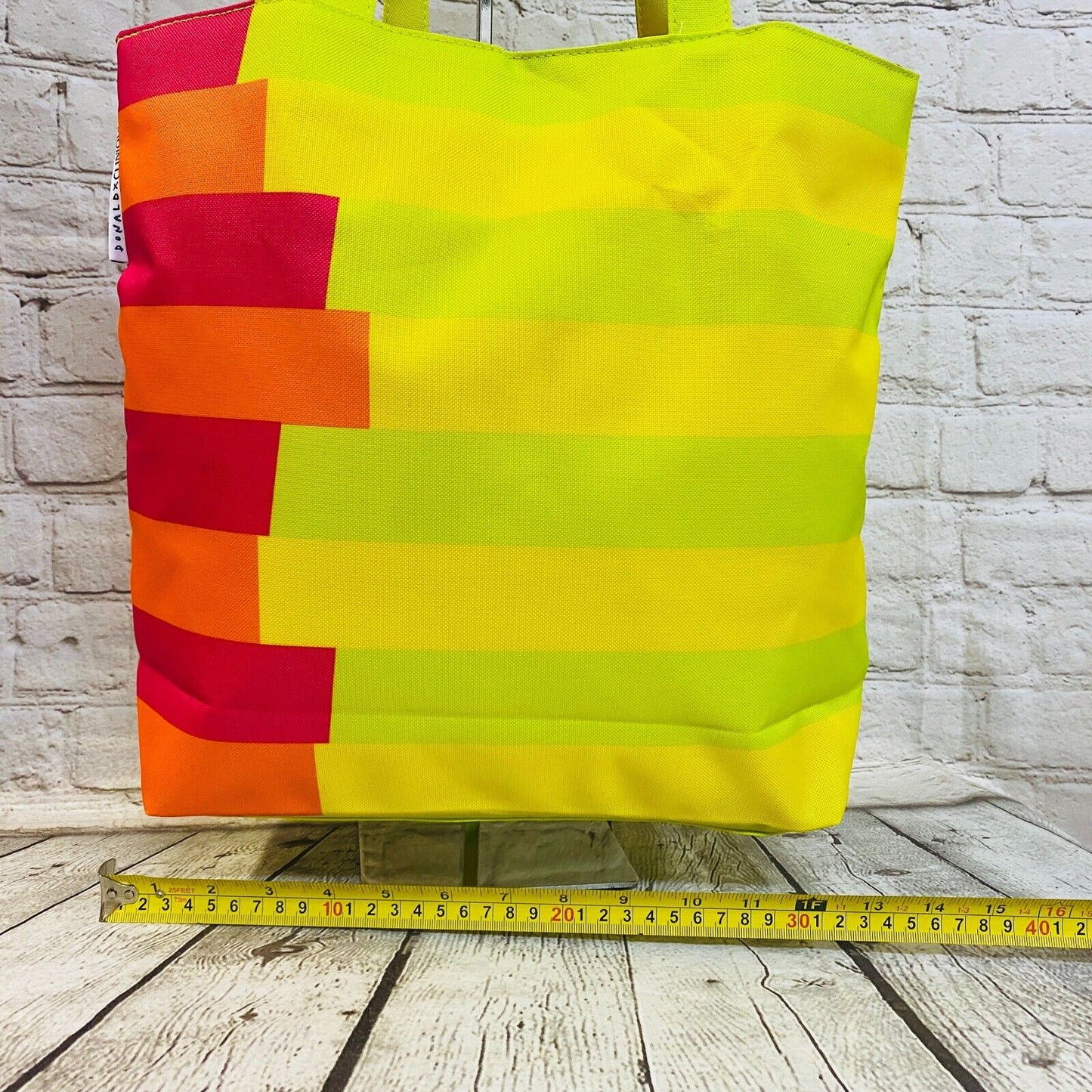 Clinique Donald X Women’s Striped Green Pink YELLOW Orange Tote Strap Travel Bag