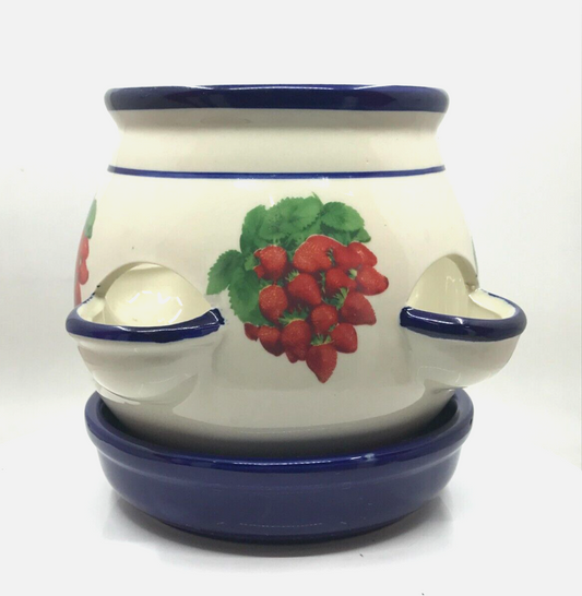 Vintage strawberry ceramic planter