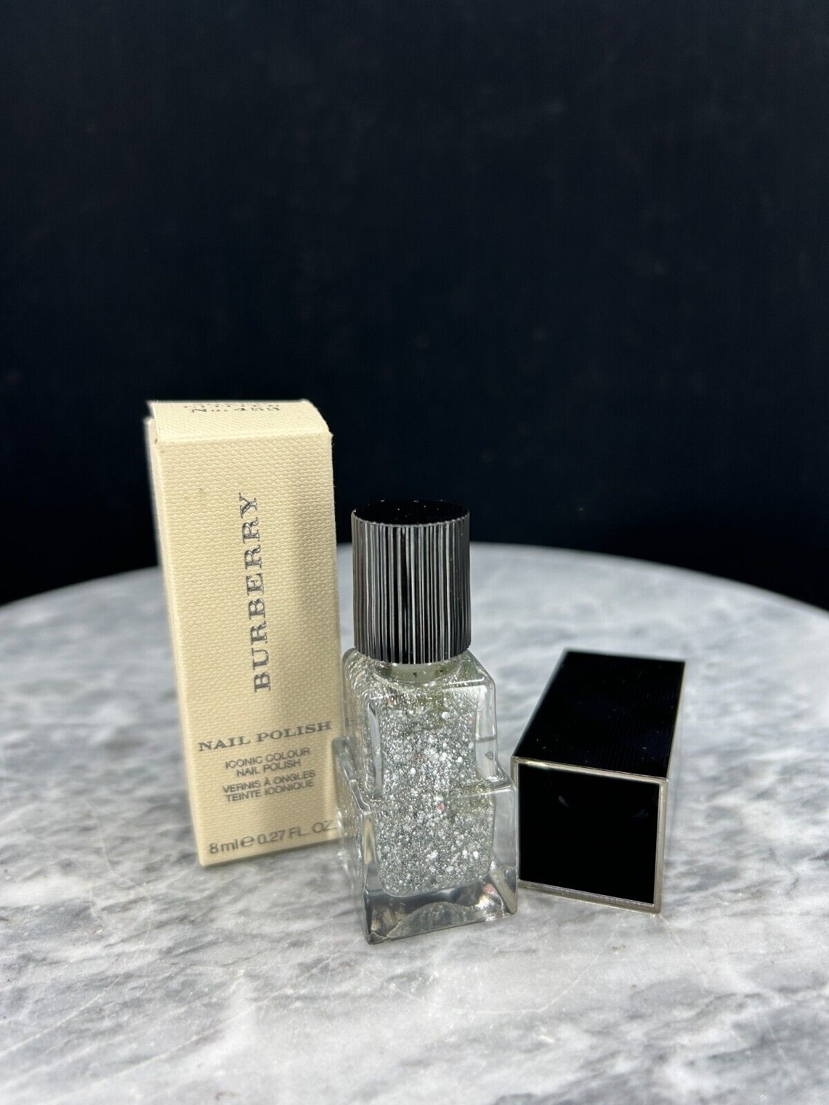 Burberry Iconic Colour Nail Polish - 8mL/0.27fl oz #SILVER GLITTER No. 453 - NIB