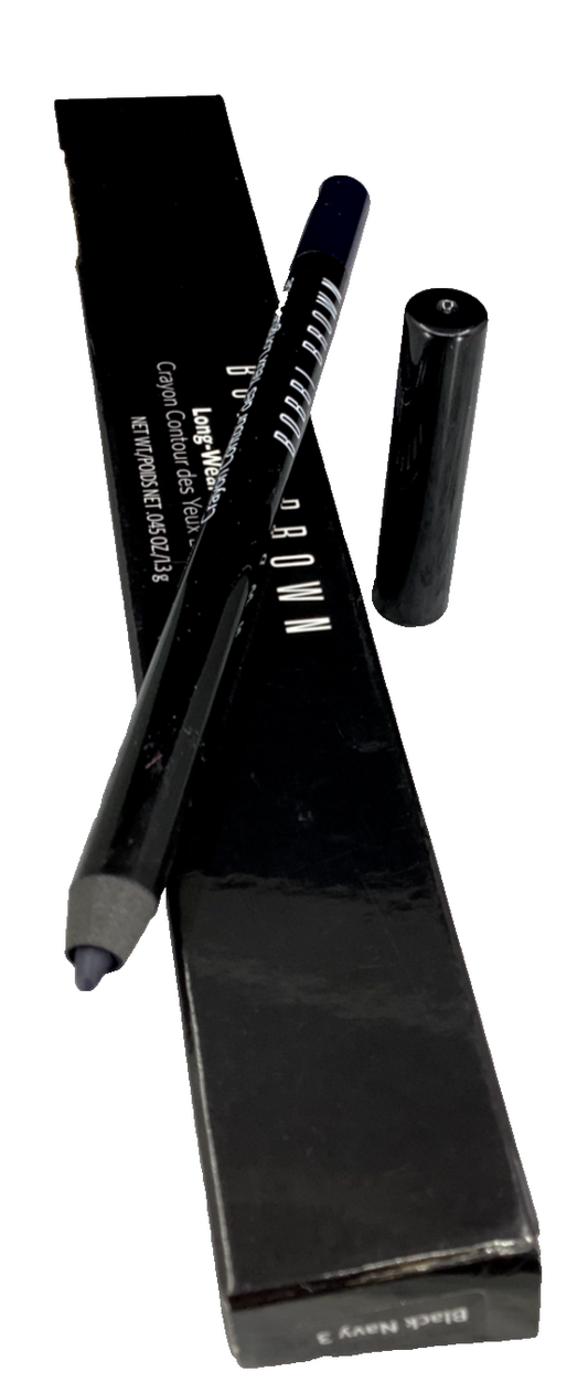 BOBBI BROWN LONG WEAR EYE PENCIL CRAYON BLACK NAVY 3 0.045 OZ RARE!!!