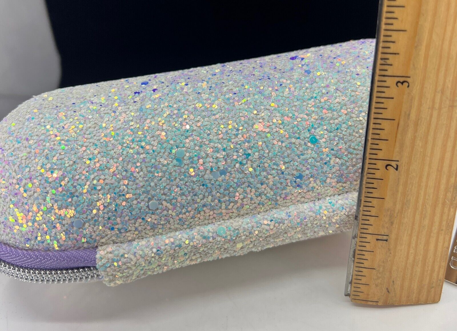 Clinique Glitter Hard Shell Sunglass Or Makeup Zipped Case - White & Purple(New)