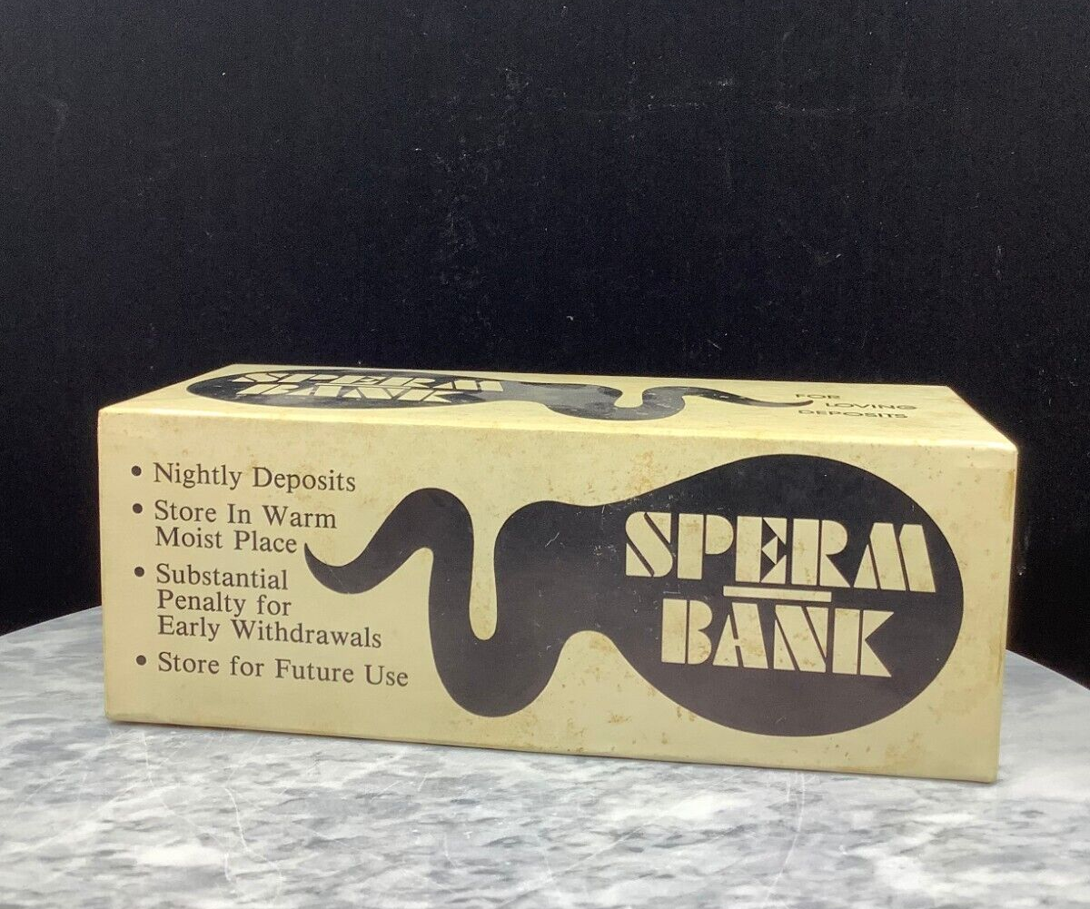 VINTAGE SPERM BANK HIGH YIELD BANKING FOR LOVERS ONLY CERAMIC WITH BOX