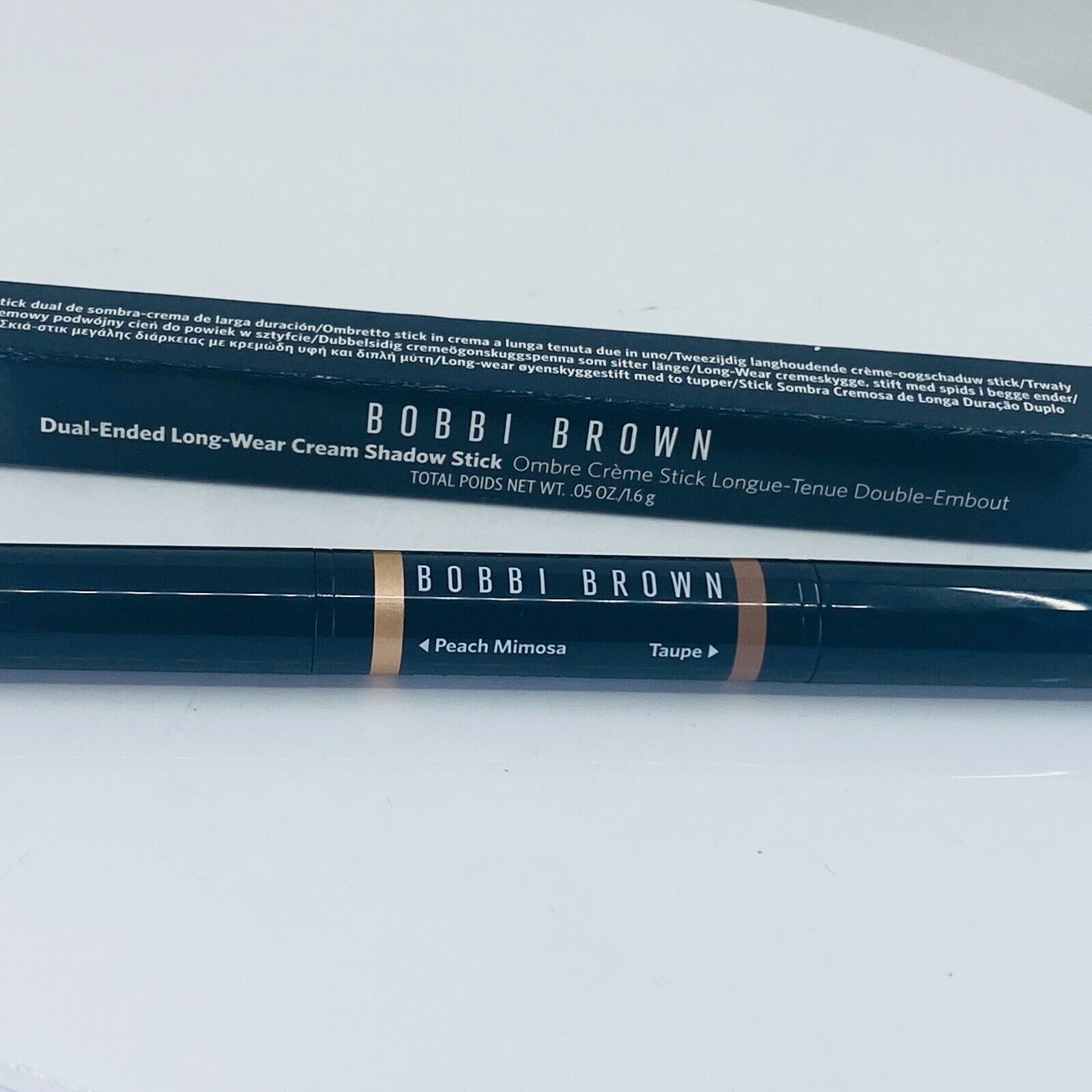 BOBBI BROWN DUAL ENDED LONG WEAR CREAM SHADOW STICK - 0.05oz #peach mimosa/Taupe