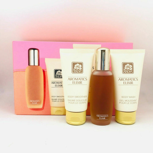 Clinique Aromatics Elixir 3 pcs Set (Perfume + Body Wash + Smoother), NIB