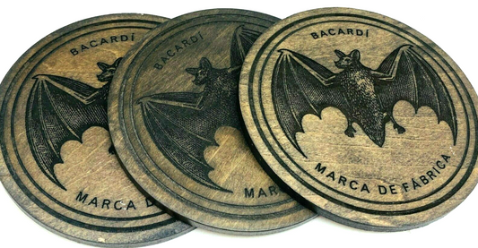 Bacardi Rum Coasters Wooden Round - (set of 3) - New