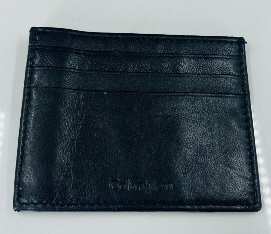 Calvin Klein Men's Black Leather Credit Card Holder ID Case Window (item 12)