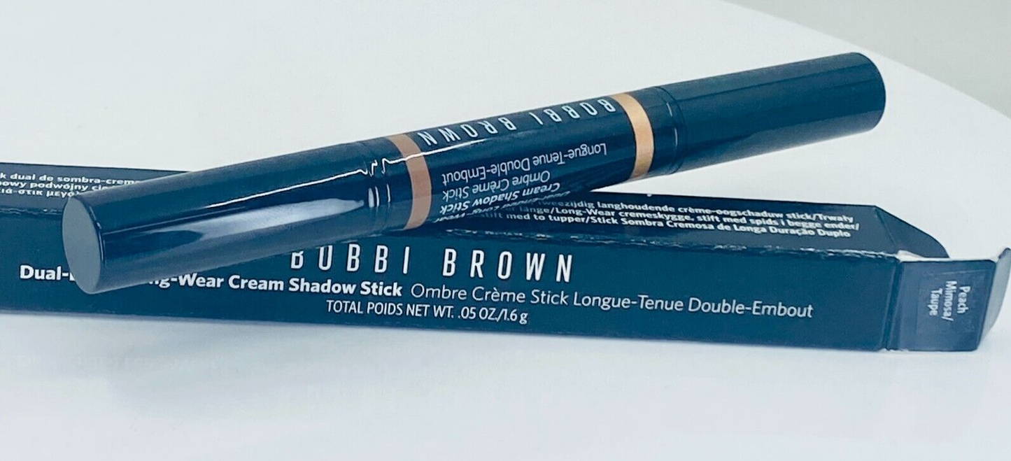 BOBBI BROWN DUAL ENDED LONG WEAR CREAM SHADOW STICK - 0.05oz #peach mimosa/Taupe