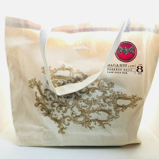 Bacardi Rare Gold Rum Totes Bag with Printed Bat Logo ~ NEW WITHOUT TAGS,