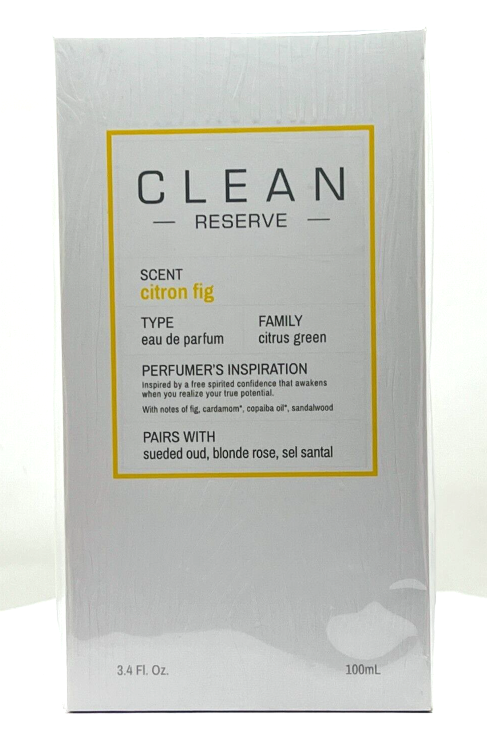 Clean Reserve Citron Fig Eau De Parfum Spray - 3.4 oz /100ml - NIB 