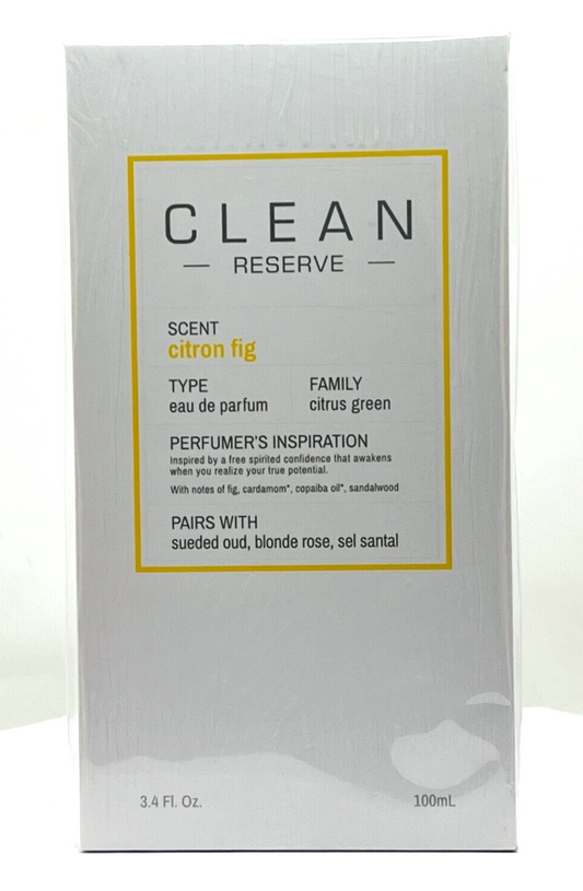 Clean Reserve Citron Fig Eau De Parfum Spray - 3.4 oz /100ml - NIB 