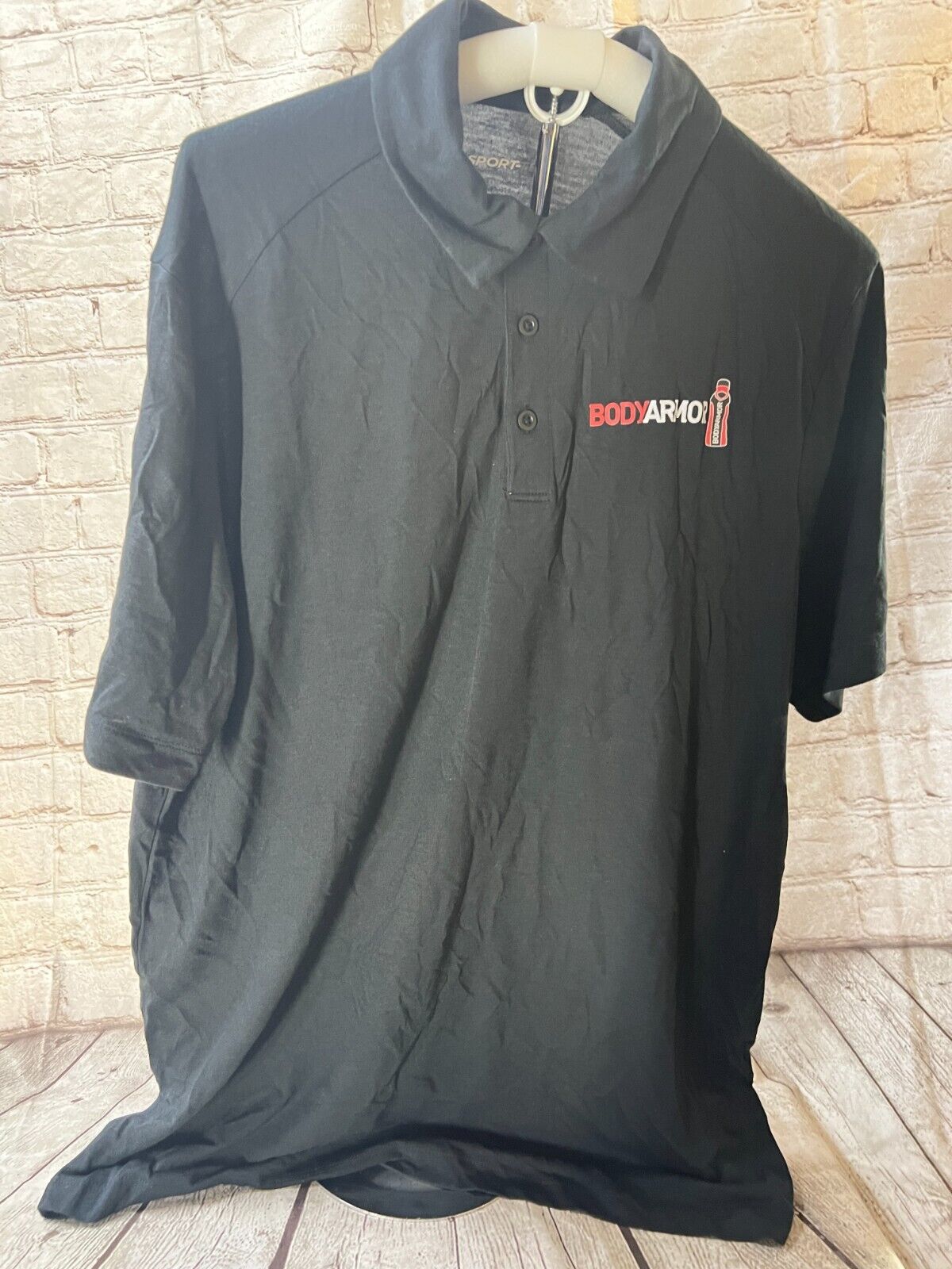 Body Armor Short Sleeve Mens Polo Shirt Sport Tek #Large  Black - NEW