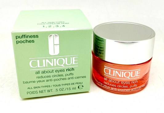 Clinique All About Eyes RICH Puffiness Eye Cream - 0.5Oz/15 mL - NIB