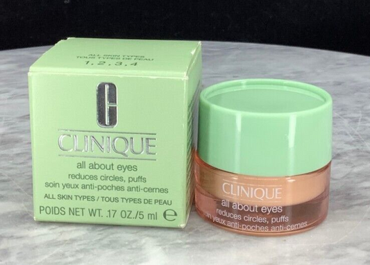 CLINIQUE ALL ABOUT EYES REDUCES CIRCLES PUFFS ALL SKIN TYPES 0.17 OZ TRAVEL SIZE