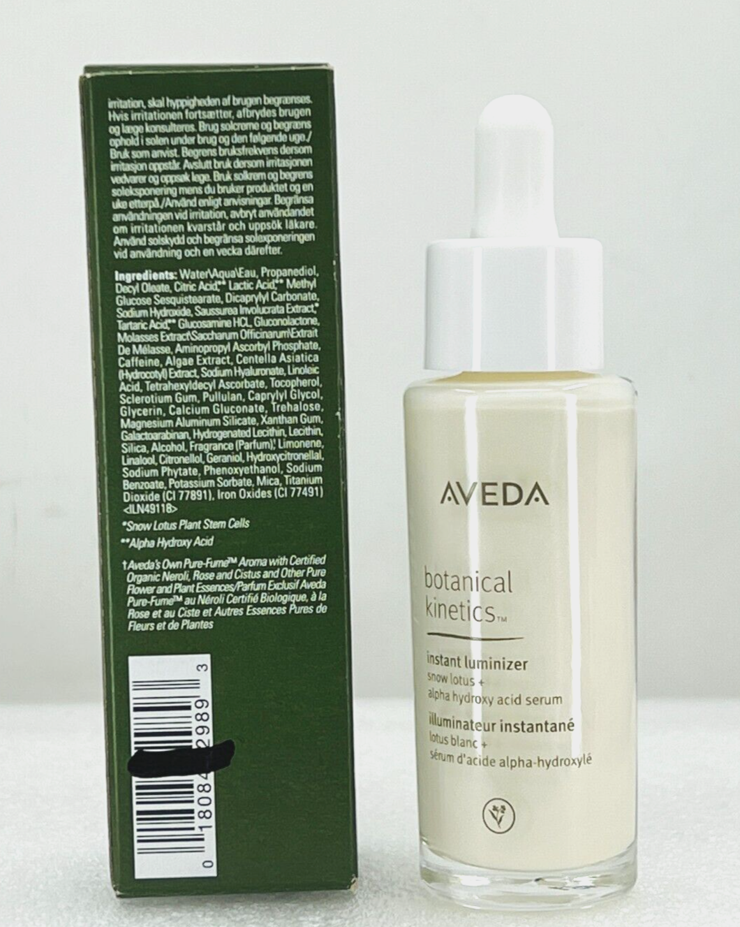 Aveda Botanical Kinetics Instant Luminizer Snow Lotus + Alpha Serum - 1oz - NIB