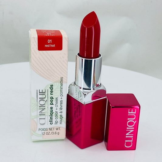 Clinique Pop Reds Lip Color + Cheek - #01 RED HOT - 0.12oz/3.6g -  NIB