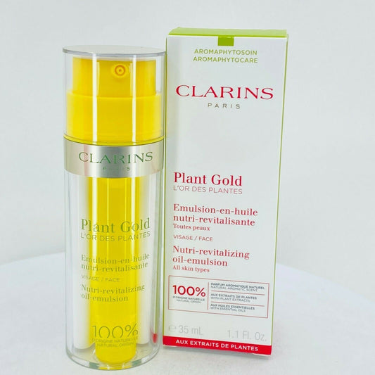 CLARINS PLANT GOLD NUTRI REVITALIZING OIL EMULSION All Skin Types - 1.1oz - NIB