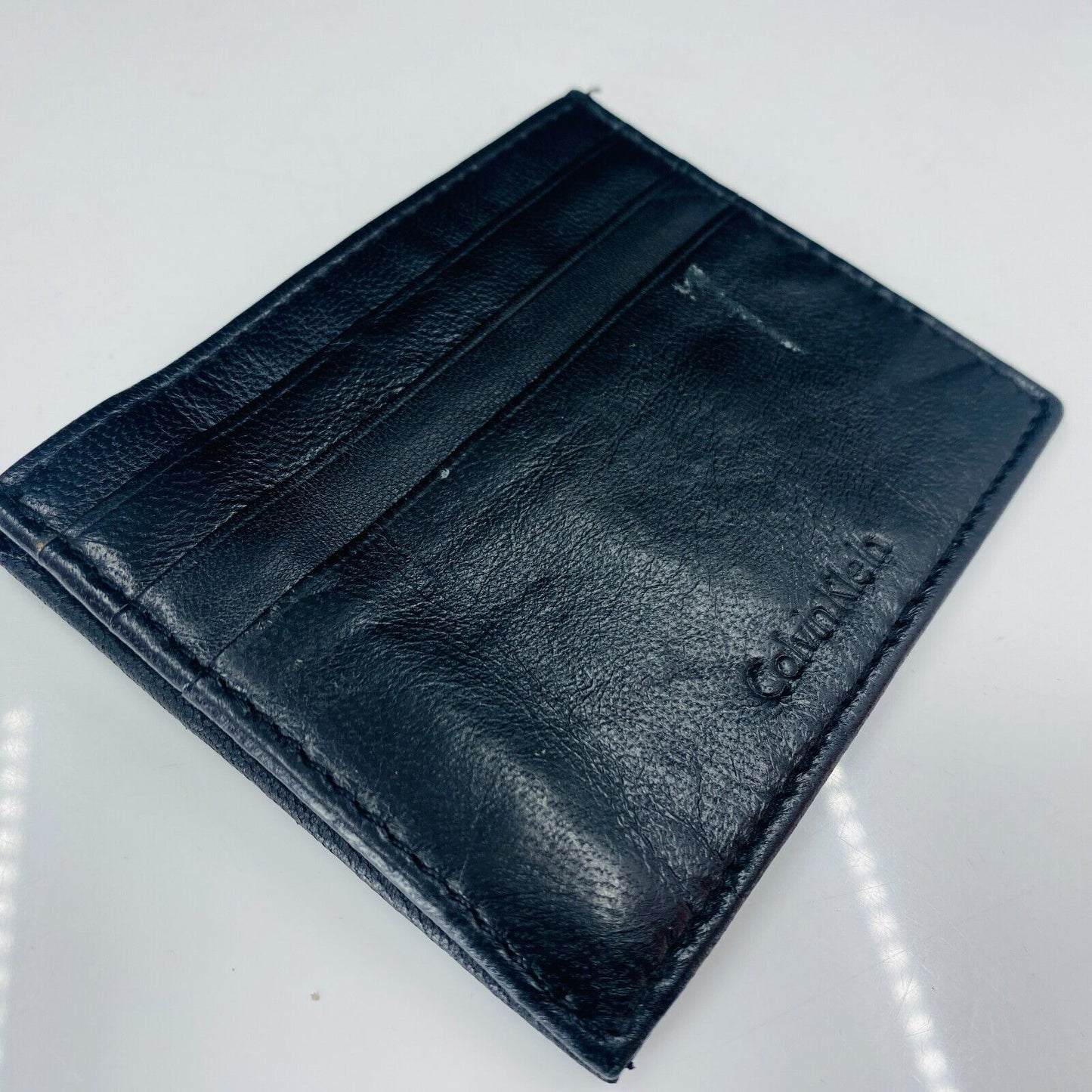 Calvin Klein Men's Black Leather Credit Card Holder ID Case Window (item 12)