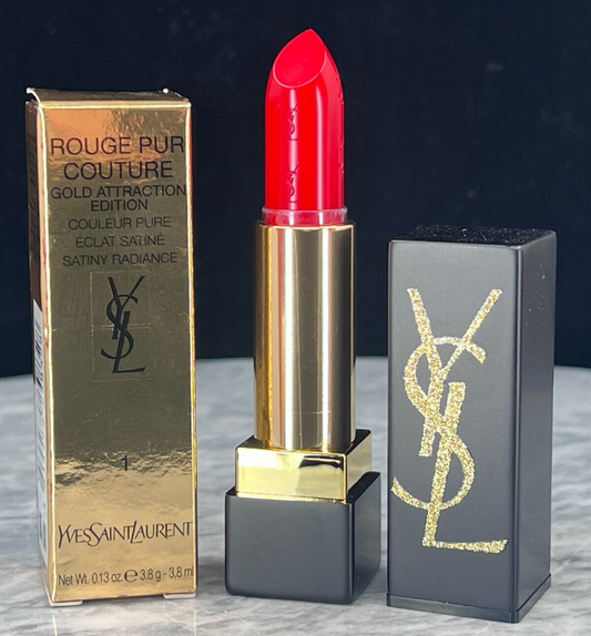 YSL Rouge Pur Couture Gold Attraction Edition #1 Le Rouge-0.13 oz (NIB)