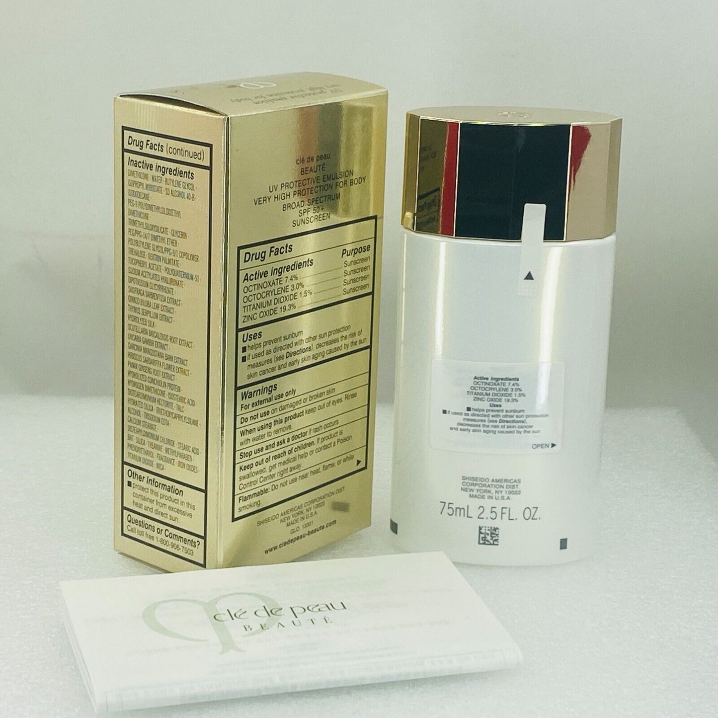 Cle De Peau Beaute Emulsion Very High Protection for Body SPF 50 - 2.5oz - NIB