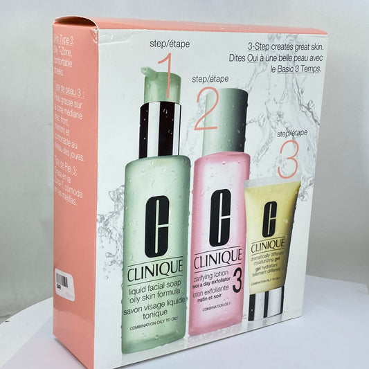 Clinique 3-Step Skin Care System, Skin Type  #3 Combination Oily to Oily - NIB