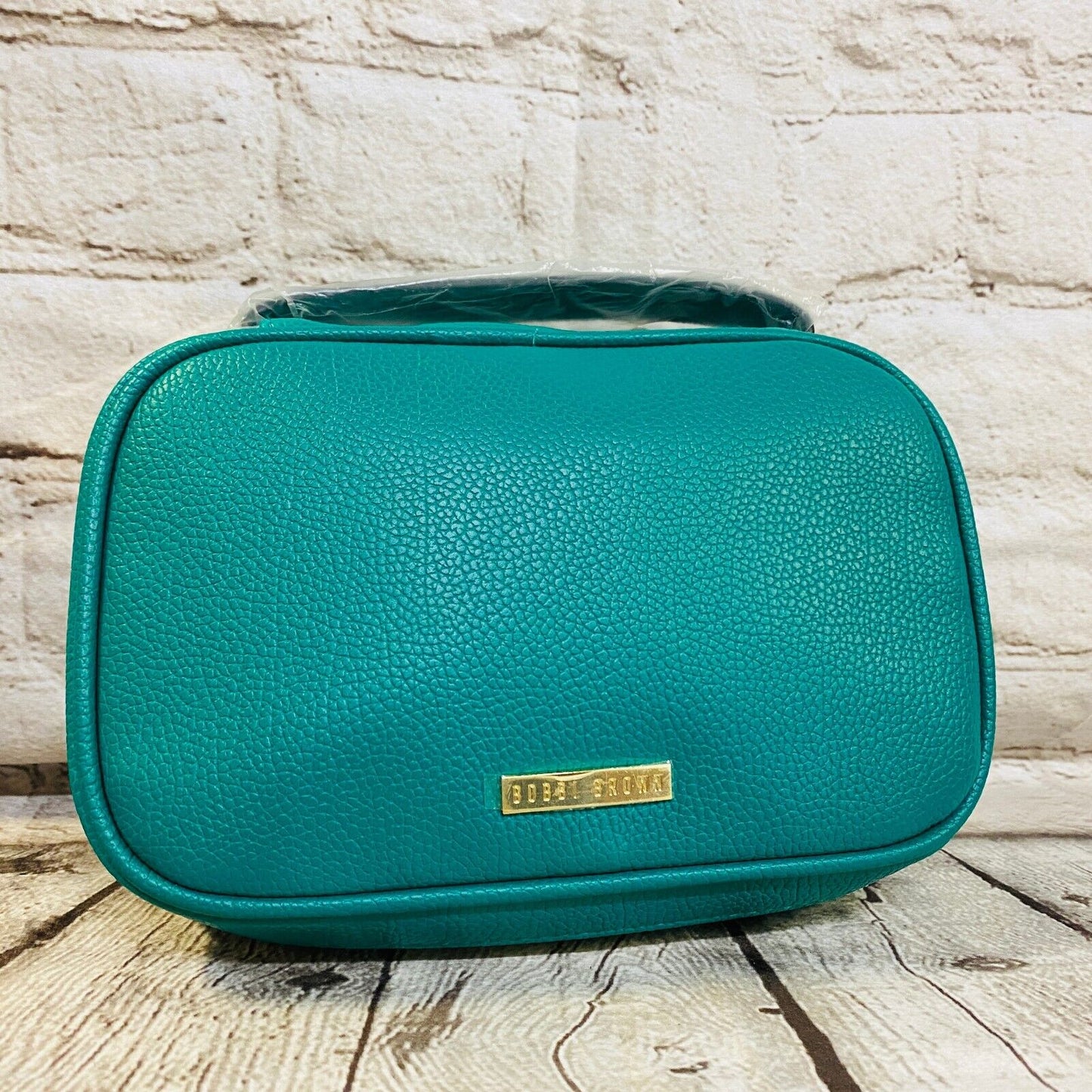 Bobbi Brown Travel Makeup Bag For Cosmetics Vegan Leather Green Teal - NEW