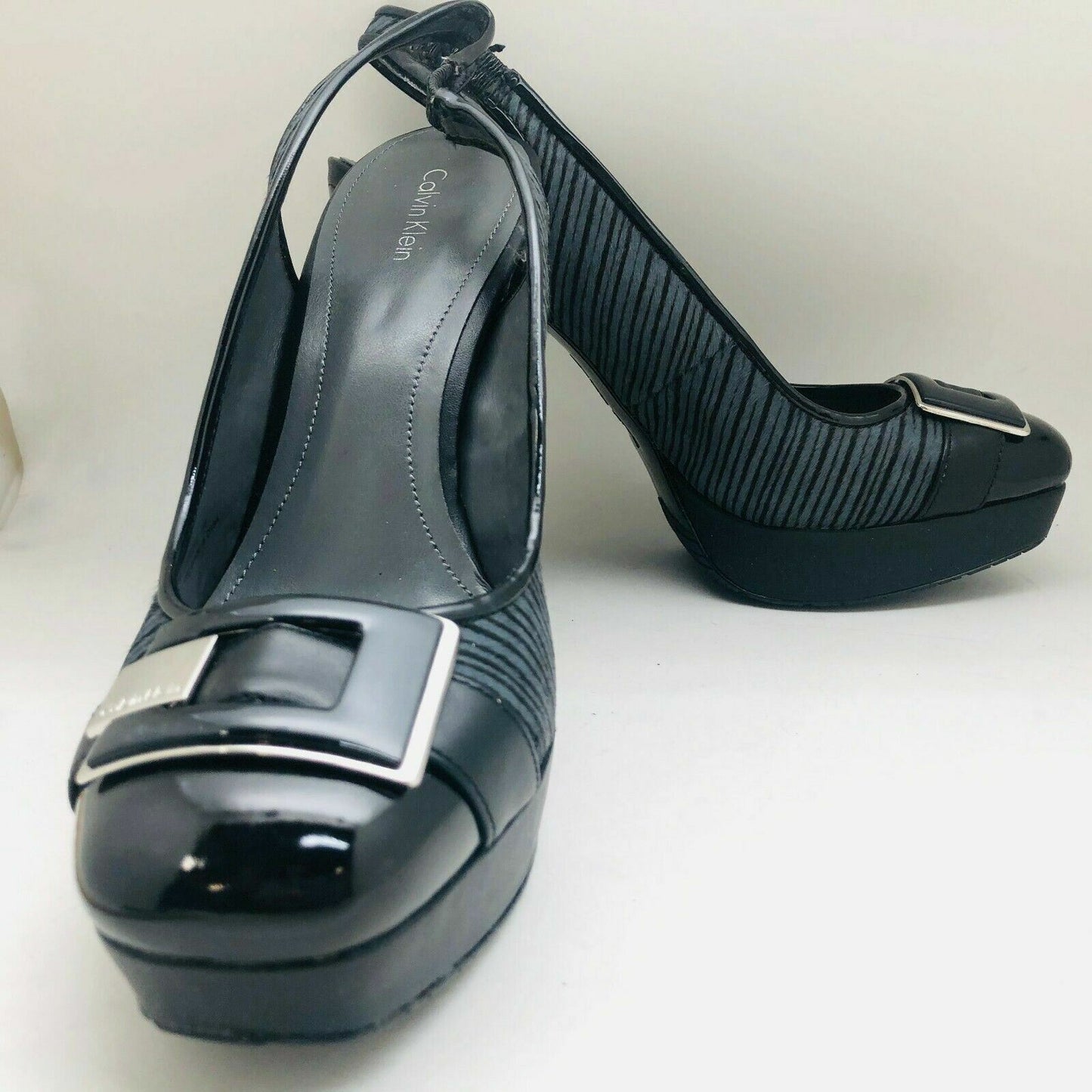 Calvin Klein Lisesett OP ZB Heels Shoe For Her ~ Style E5129 ~ Grey & Black ~NIB