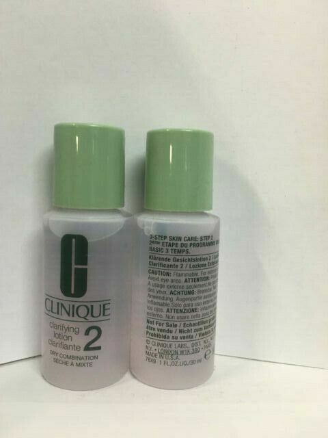 CLINIQUE Clarifying Lotion 2 ~ Dry Combination Travel Sz 1oz/30ML - (LOT OF 2) 