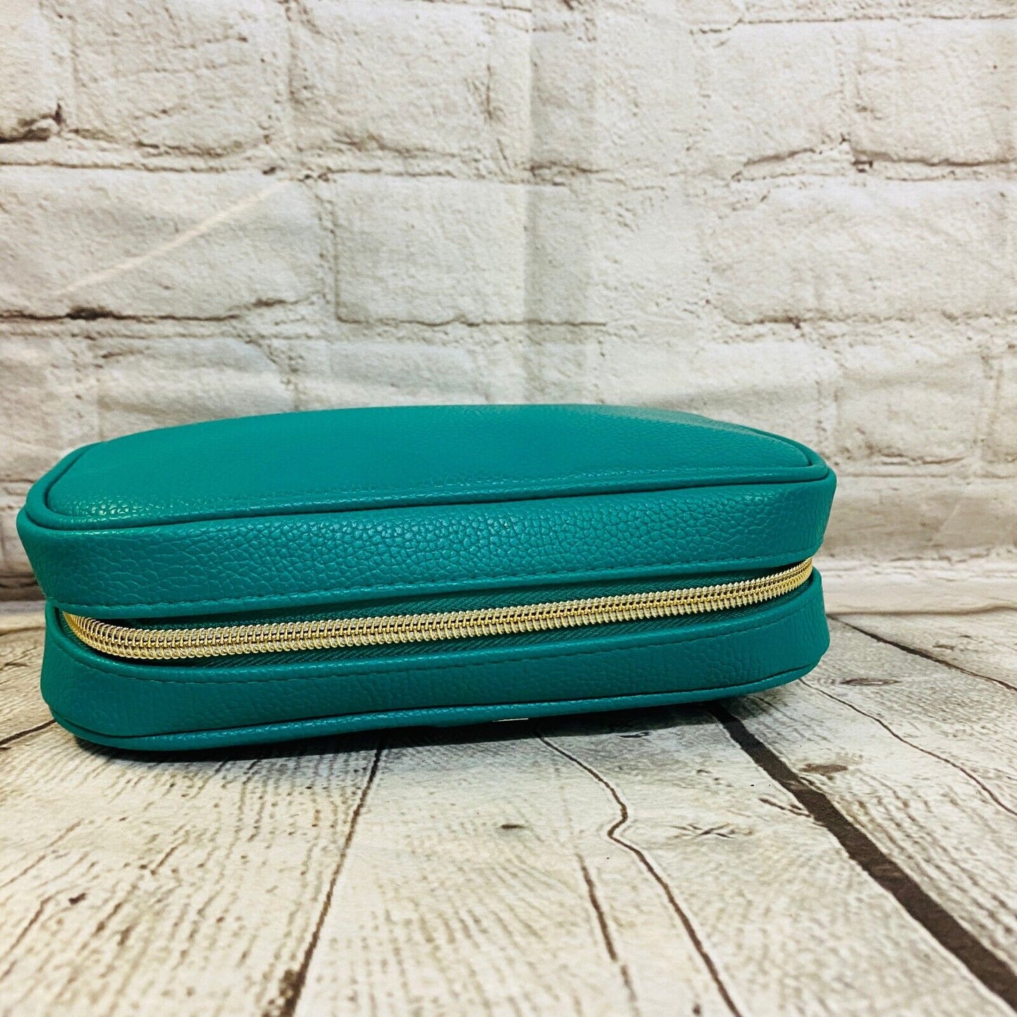 Bobbi Brown Travel Makeup Bag For Cosmetics Vegan Leather Green Teal - NEW