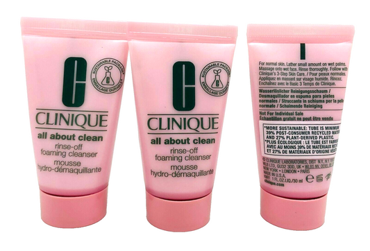 CLINIQUE all about clean rinse-off foaming cleanser mousse ~1oz /30 ml - (lot 3)