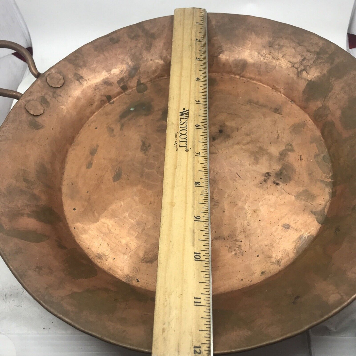 Vintage COPPER FLAT STIR-FRY PAN HANDMADE HAMMERED ~NEW