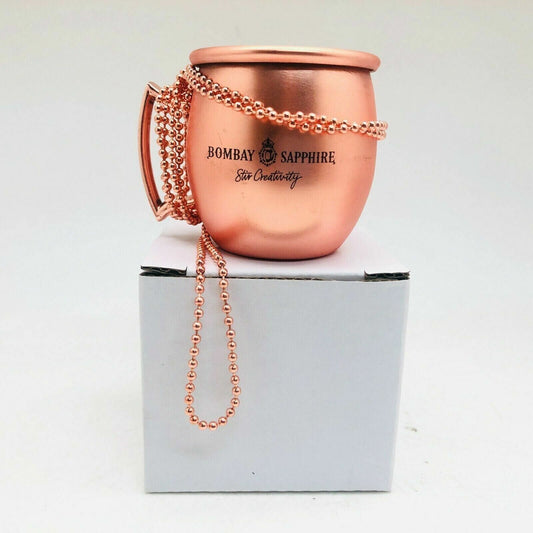 Bombay Sapphire Copper Clad MINI  Moscow MULE MUGS with Chain -SPRING SALE