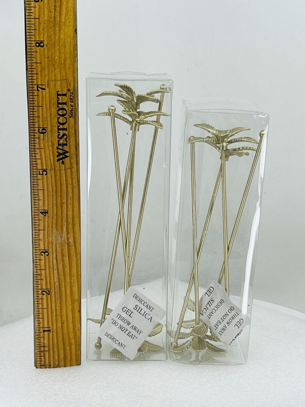 Bacardi Beverage Stirrers Swizzle Sticks Metal Palm Trees Design Pack Of 4 (NEW