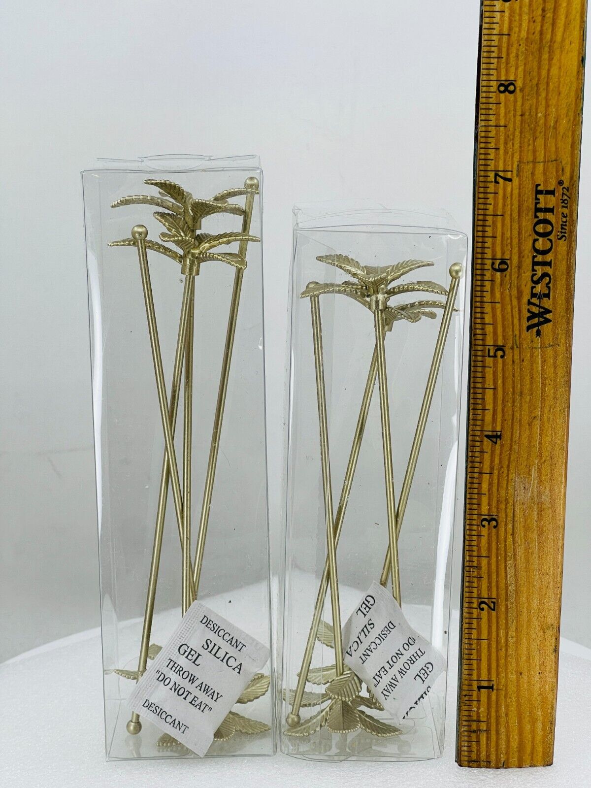 Bacardi Beverage Stirrers Swizzle Sticks Metal Palm Trees Design Pack Of 4 (NEW