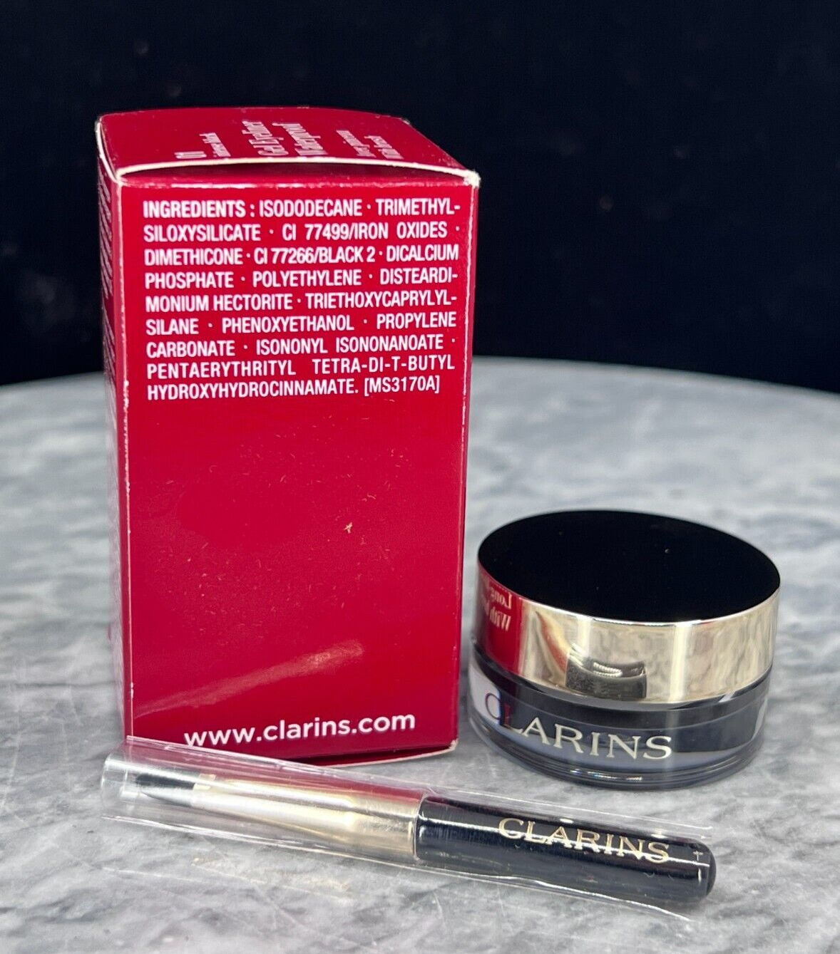 Clarins Gel Eyeliner Waterproof w/Brush #01 Intense Black - 0.1oz - NIB