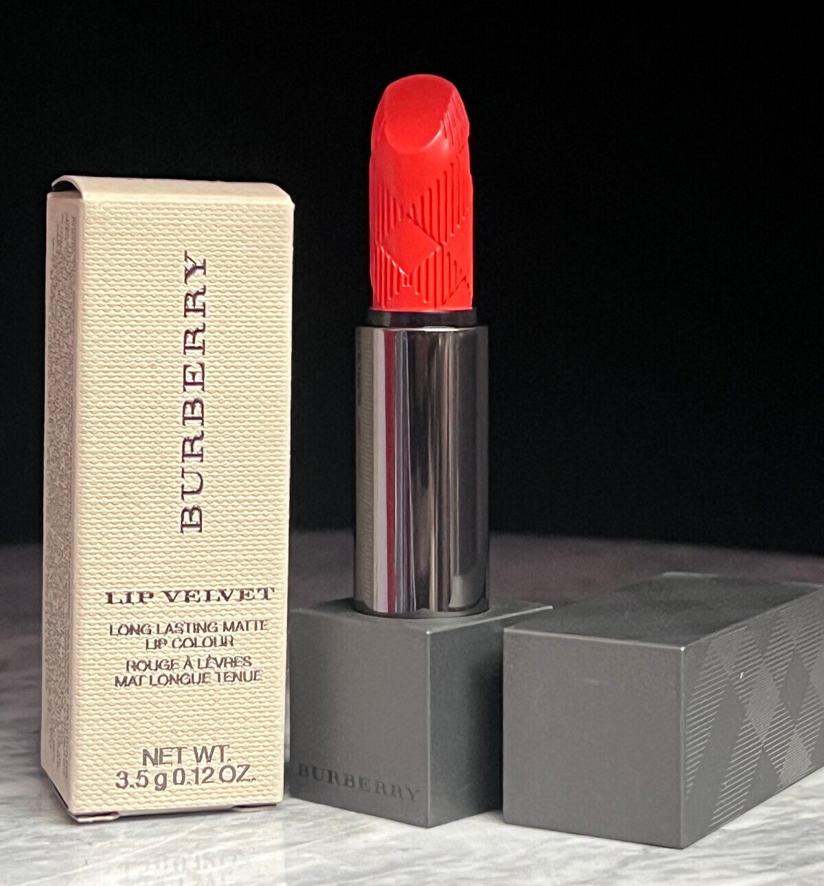 Burberry Lip Velvet Long Lasting Matte Lip Colour #Coral Orange 411-0.12oz (NIB)