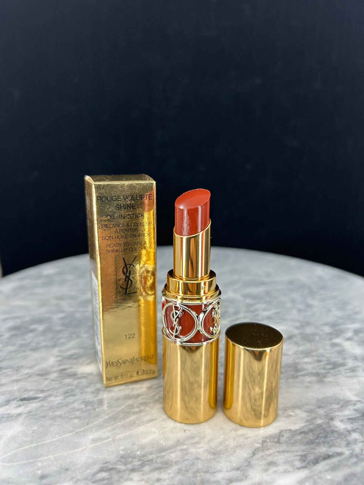 Yves Saint Laurent Rouge Volupte Shine Oil-In-Stick #122 Burnt Zellige  - NIB