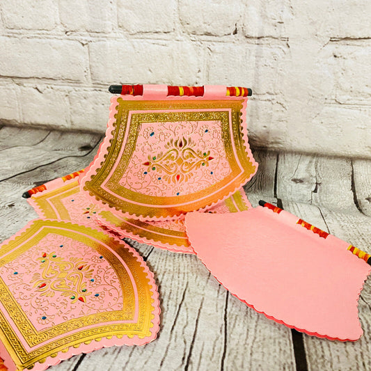 DIWALI Envelopes pink Color Festivals/gift Cash Envelopes FAN Style - (LOT OF 5)