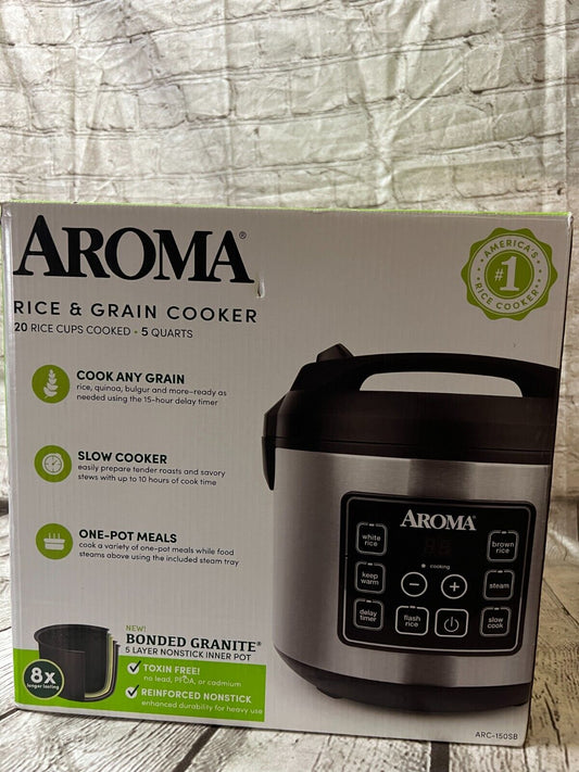 Aroma 20-Cup (Cooked) Digital Rice Cooker and Food Steamer ARC-150SB