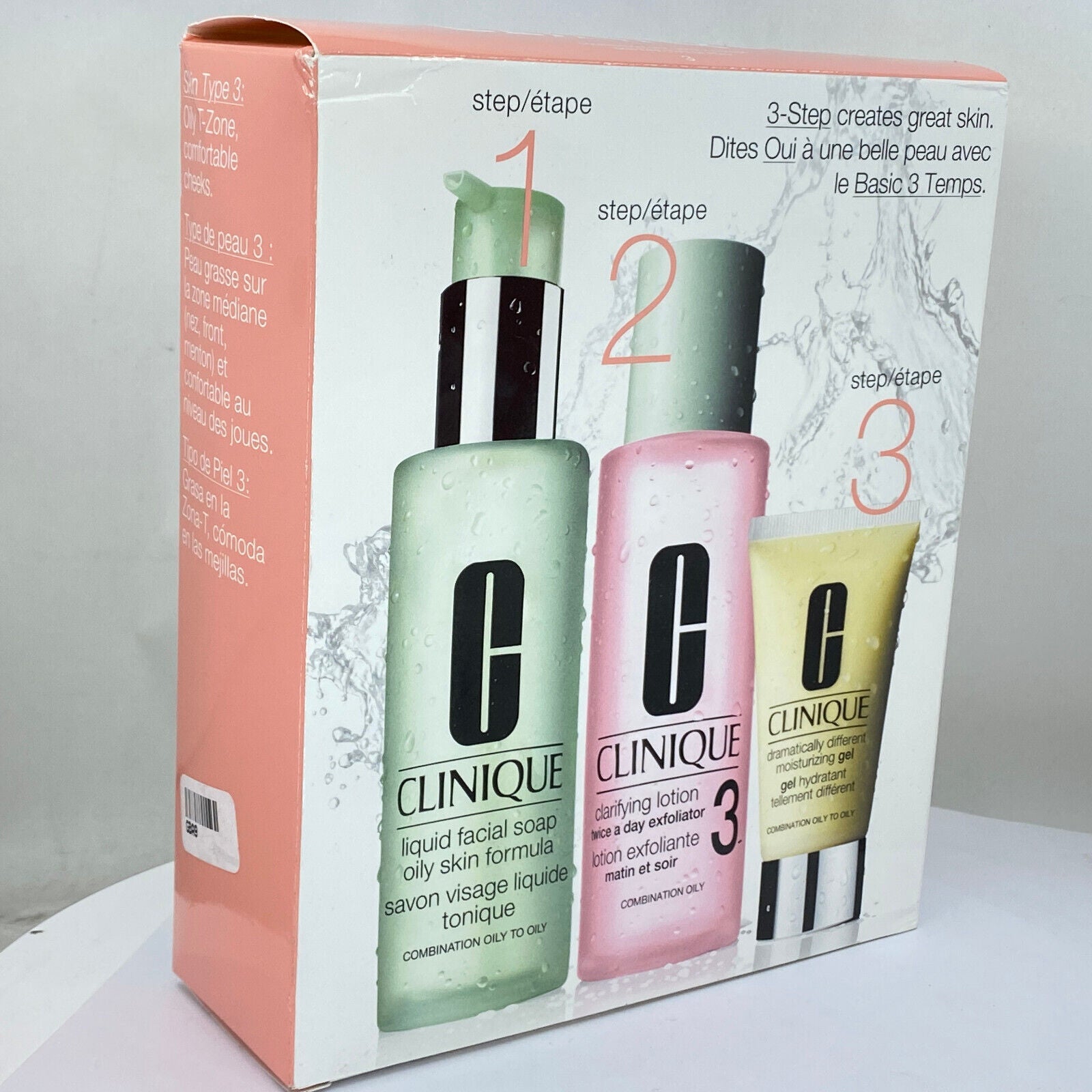 Clinique 3-Step Skin Care System, Skin Type  #3 Combination Oily to Oily - NIB