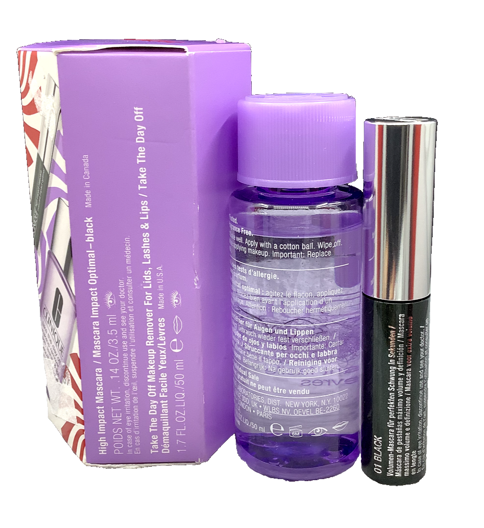 CLINIQUE BEAUTY BAUBLE 2 PIECES~ HIGH IMPACT MASCARA~MAKEUP REMOVER