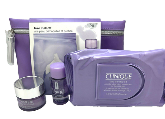 Clinique "Take It All Off" 4pcs. Set (Towelettes,Makeup Remover,Cleansing Balm)